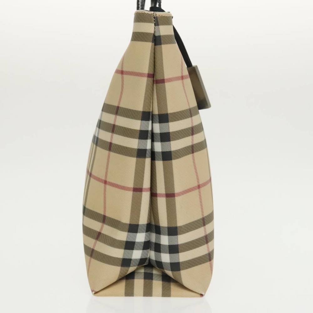 BURBERRY Nova Check Hand Bag PVC Beige Auth 102372 - Picture 5 of 16